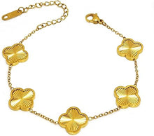 Cargar imagen en el visor de la galería, Pulseras de trébol de cuatro hojas doradas en 18 quilates para mujer
