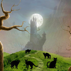 Señales de jardín de gato negro de Halloween Anditoy 6 Pack con estacas, silueta aterradora, decoraciones de Halloween para jardín, césped y patio exterior