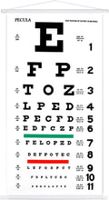 Cargar imagen en el visor de la galería, Tabla de ojos, tabla de ojos Snellen, tabla de pared de lienzo no reflectante, gráficos de ojos enmarcados de madera para exámenes oculares de 20 pies 11 x 22 pulgadas. a22
