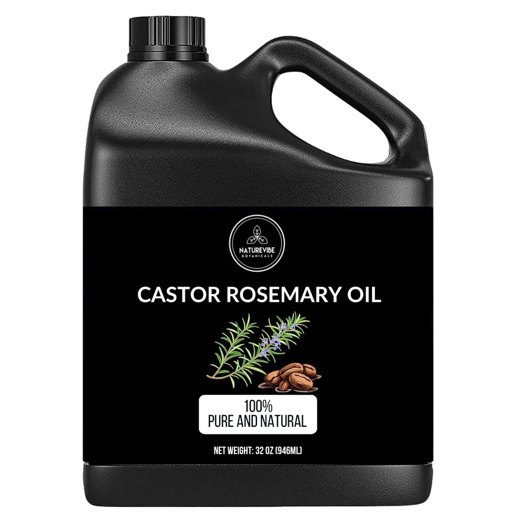Aceite de ricino y romero, 100% puro y natural, ideal para el cuidado de la piel y el cuidado del cabello, 32 onzas Ln23