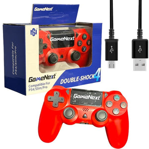 GameNext Red Controller, Wireless P4 Remote Controller Compatible with PS4/Slim/Pro with Dual Vibration/6-Axis Motion Sensor/Audio Replacement for PS-4 Controller A19