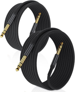 Elebase Cable TRS para instrumento de 1/4 de pulgada, paquete de 2 Q1