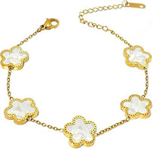Cargar imagen en el visor de la galería, Pulseras de trébol de cuatro hojas doradas en 18 quilates para mujer
