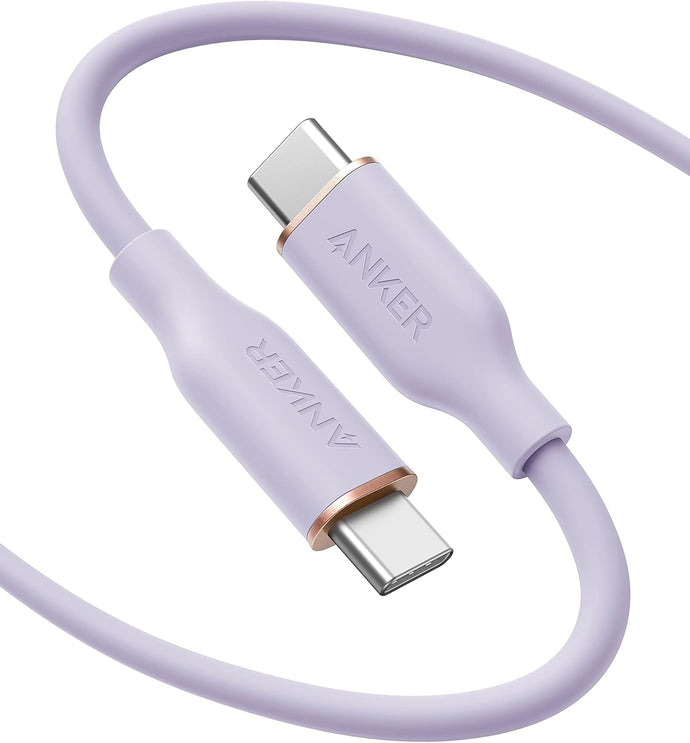 Anker -a19 Cable USB C, cargador tipo C de carga rápida, cable USB C to USB C de 100 W para iPhone serie 16, MacBook Pro 2020 y más (USB 2.0, 6 pies, malva)