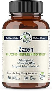 Zzzen, sueño relajante y refrescante, alivia el estrés y mejora el estado de ánimo, L-teanina, Ashwagandha, GABA, melatonina con mezcla botánica, sin OMG, ayuda para dormir y suplemento ln26