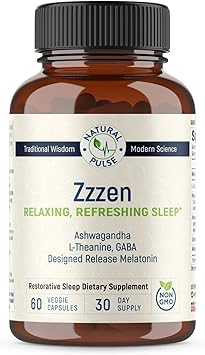 Zzzen, sueño relajante y refrescante, alivia el estrés y mejora el estado de ánimo, L-teanina, Ashwagandha, GABA, melatonina con mezcla botánica, sin OMG, ayuda para dormir y suplemento ln26
