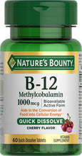 Cargar imagen en el visor de la galería, Nature's Bounty Vitamina B-12 tabletas de disolución rápida
