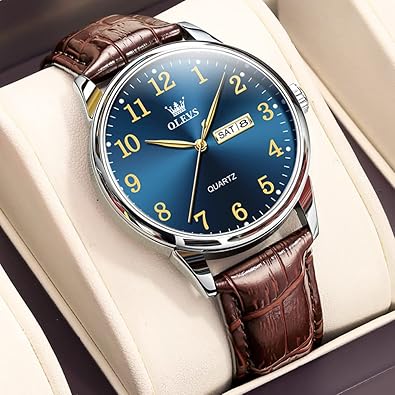 OLEVS Reloj para hombre, relojes clásicos de plata para hombres, a21 reloj de acero inoxidable resistente al agua, números romanos, fácil de leer