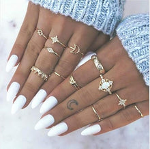 Cargar imagen en el visor de la galería, Sither Juego de 13 anillos para mujer, anillos de nudillos, anillos bohemios dorados, anillos de cristal con gemas vintage, conjuntos de anillos de nudo para adolescentes, fiestas, uso diario, regalo A23

