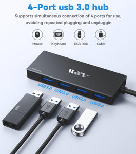 Concentrador USB 3.0, divisor de concentrador USB de 4 puertos, adaptador USB A portátil multipuerto USB Hub de datos para laptop a19  , iMac Pro, MacBook Air, Mac Mini/Pro, Surface Pro, unidades