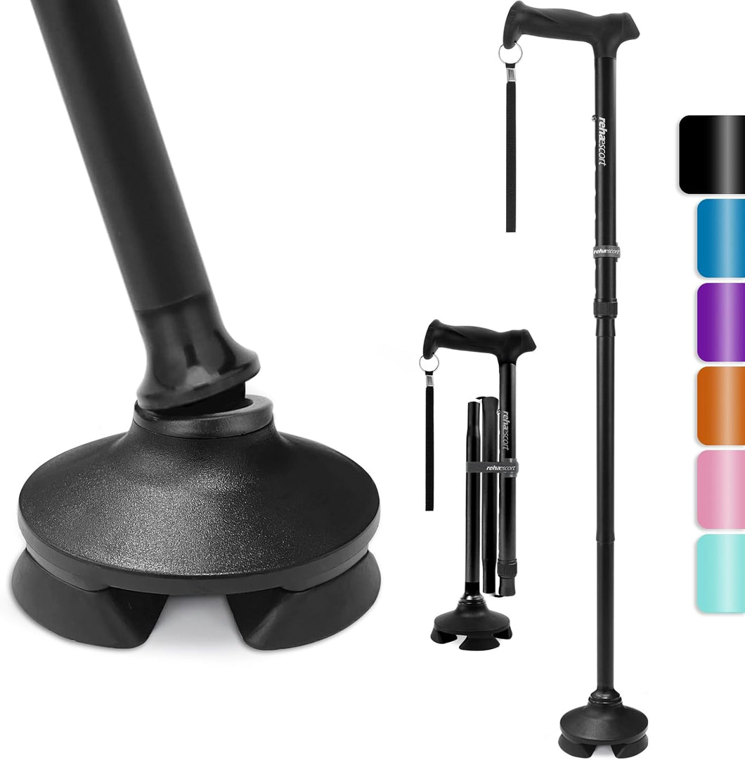 Bastón para caminar para hombres y mujeres: plegable, ajustable, liviano, bastones para personas mayores, equilibrio, pie libre, ln25 punta pivotante, mango suave, bastones plegables con bolsa de viaje
