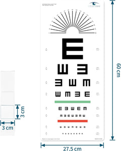 E Eye Chart - Tabla de agudeza visual con esfera de astigmatismo para exámenes oculares de 20 pies (11 x 24 pulgadas) a22