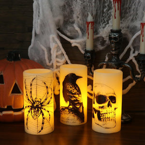 Velas parpadeantes LED sin llama Eldnacele Halloween Operadas con batería con temporizador de 6H Calavera