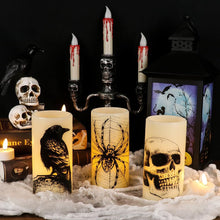 Cargar imagen en el visor de la galería, Velas parpadeantes LED sin llama Eldnacele Halloween Operadas con batería con temporizador de 6H Calavera
