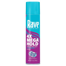 Cargar imagen en el visor de la galería, Rave 4X Mega Duradera, Laca Firme y Aromática para Protección contra el Calor, Volumen y Brillo
