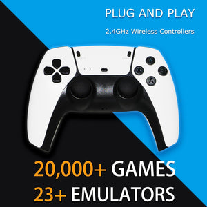 Consola de juegos retro, consola de videojuegos Plug and Play integrada con más de 20000 juegos, 23 emuladores clásicos, salida HDMI de alta definición 4K para TV con controladores duales A19