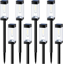 Cargar imagen en el visor de la galería, Gorrzai Luces solares para camino, paquete de 8 luces solares para exteriores, luces de jardín de acero inoxidable mejoradas con bombilla LED de filamento... a21 Tamaño:Negro - Color:8 Pack
