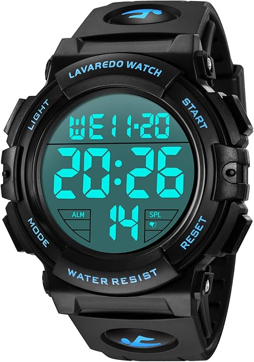 L LAVAREDO - Reloj digital para hombre, deportivo, militar, resistente al agua, A21 cronógrafo, reloj de pulsera con retroiluminación LED, alarma y fecha