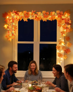 Decoración de otoño 2 Pack Guirnalda de otoño iluminada, Total 16.4ft 40 Decoraciones LED de Acción de Gracias Luces de cadena de Halloween