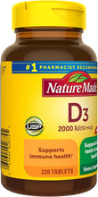 Cargar imagen en el visor de la galería, Nature Made Comprimidos de vitamina D3 2000 UI 100 unidades, 2674, 1 ln25
