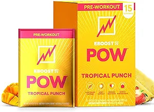 EBOOST POW Polvo preentrenamiento natural - 15 paquetes - Tropical Punch - Un suplemento preentrenamiento para el rendimiento, apoyo a la movilidad de las articulaciones, energía, concentración - Hombres y mujeres - Sin OGM, sin gluten, sin creatina a22