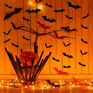 DIYASY Bats Wall Decor, 120 Pcs 3D Bat Halloween Decoration Stickers para decoración del hogar 4 tamaños
