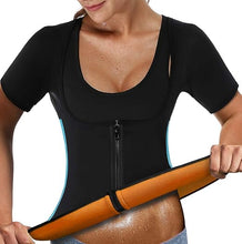 Cargar imagen en el visor de la galería, Chaleco de neopreno para mujer adelgazante con mangas, para sauna, spa, para ejercicio
