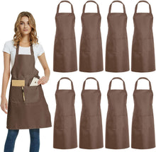 Cargar imagen en el visor de la galería, Delantal comercial rosa unisex con 2 bolsillos para manualidades en cocina
