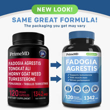 Cargar imagen en el visor de la galería, PrimeMD Fadogia Agrestis y Tongkat Ali 12 en 1 para hombres – Suplemento de testosterona para hombres con hierba de cabra cachonda – Suplemento de salud masculino para el bienestar general con 1342 mg
