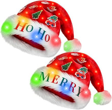 Cargar imagen en el visor de la galería, Sombrero de Papá Noel iluminado MGparty con luces LED

