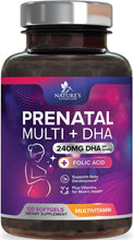 Cargar imagen en el visor de la galería, Vitaminas prenatales para mujeres con ácido fólico + Omega 3 DHA para el desarrollo del cerebro fetal
