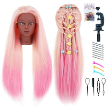 Cargar imagen en el visor de la galería, Cabeza de maniquí con cabello de 26 a 28 pulgadas, cabeza de muñeca para peinar el cabello
