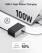 Cargar imagen en el visor de la galería, Anker Estación de carga nano (100 W máximo), tira de alimentación USB C 7 en 1 para iPhone 16/15/14 y MacBook Air/Pro, a19 cable delgado de 5 pies, 3AC, 2USB A, 2USB C, accesorio de escritorio de entrega
