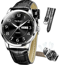 Cargar imagen en el visor de la galería, Reloj para hombre, reloj de cara grande para hombre, correa de cuero, reloj clásico para hombre, reloj de fecha para hombre, a21 reloj analógico para hombre, reloj analógico para hombre, reloj de
