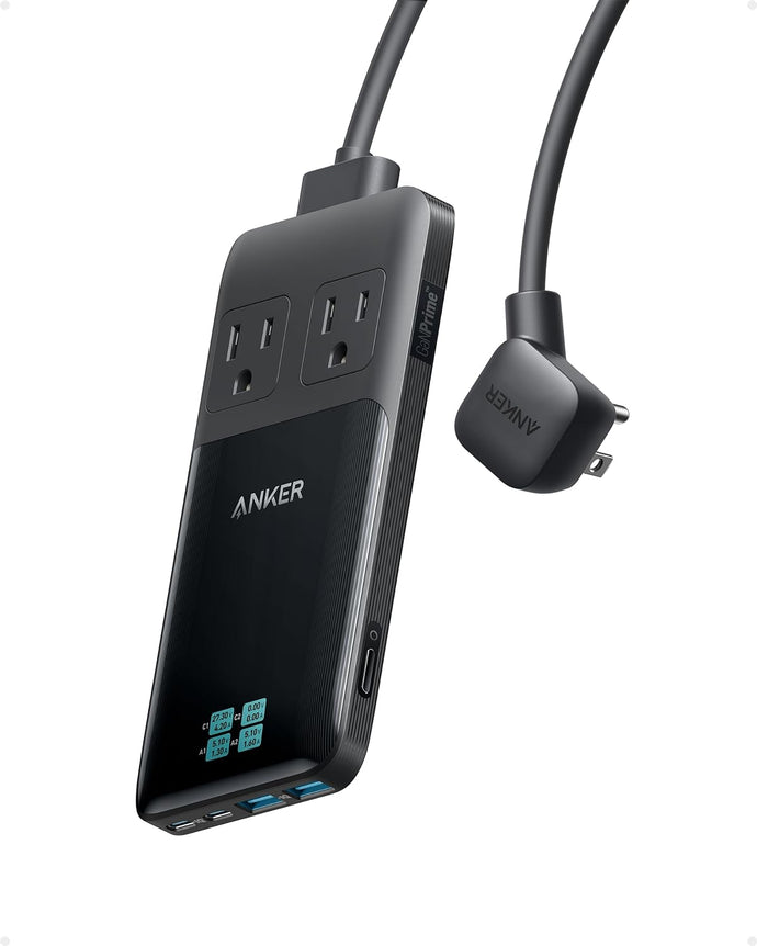 Anker Prime - Estación de carga USB C 6 en 1, 140 W para trabajo y viajes, cable de extensión desmontable,a19 5 pies, 6 puertos, iPhone 15/15 Plus/15 Pro/15 Pro Max (sin batería, no inalámbrico)