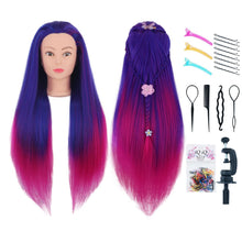 Cargar imagen en el visor de la galería, Cabeza de maniquí con cabello de 26 a 28 pulgadas, cabeza de muñeca para peinar el cabello
