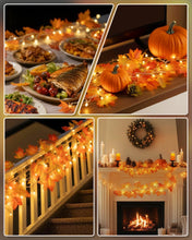 Cargar imagen en el visor de la galería, Decoración de otoño 2 Pack Guirnalda de otoño iluminada, Total 16.4ft 40 Decoraciones LED de Acción de Gracias Luces de cadena de Halloween

