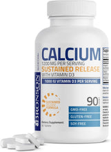 Cargar imagen en el visor de la galería, Bronson Calcio 1200 mg por porción liberación sostenida con vitamina D3 1000 UI de vitamina D3
