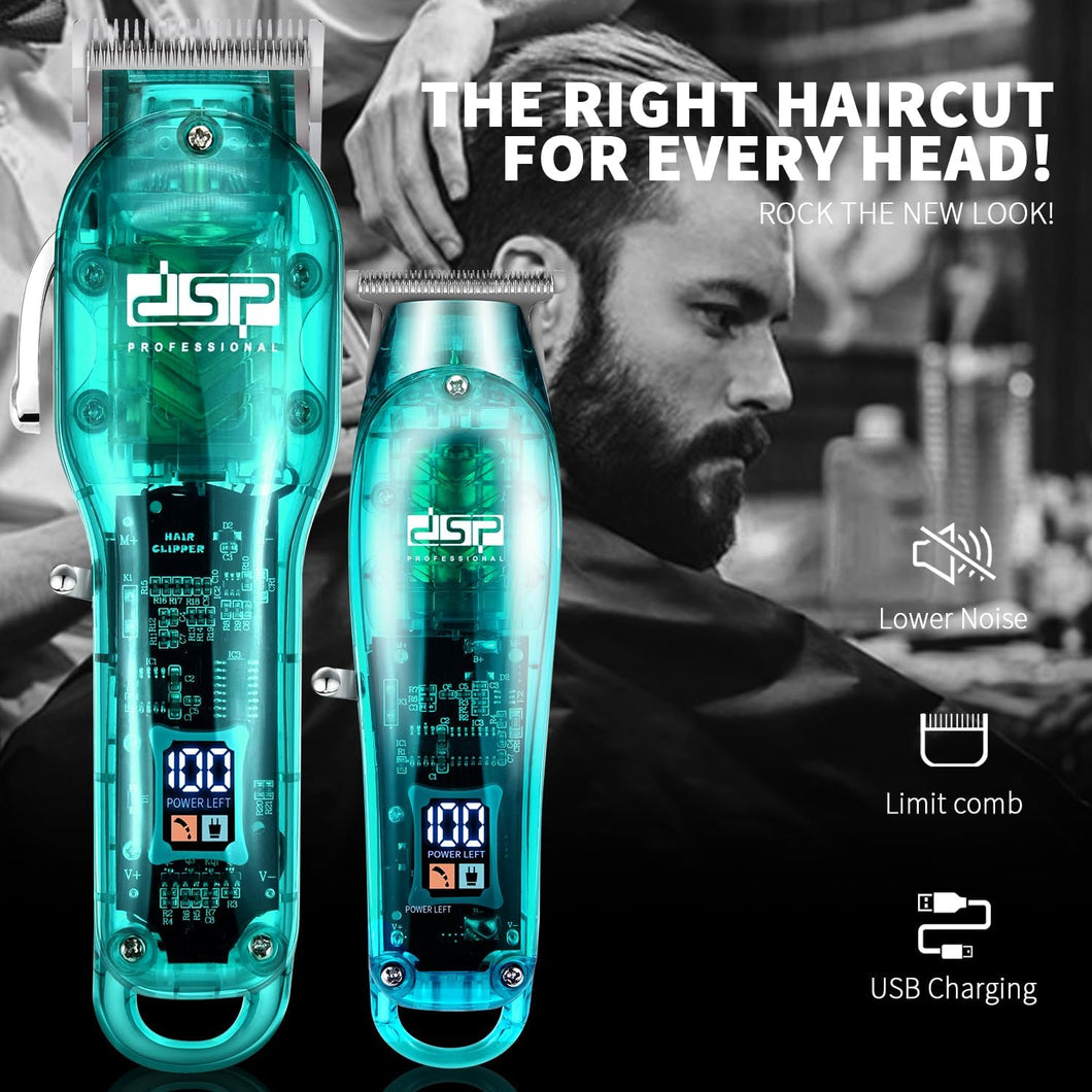 DSP® Hair Clipper, Trimmer Kit for Men Professional Barber Set for Hair and Beard Cutting Zero Gap Beard Trimmer, ln24 with LED Display (Blue)