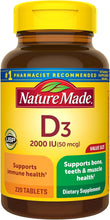 Cargar imagen en el visor de la galería, Nature Made Comprimidos de vitamina D3 2000 UI 100 unidades, 2674, 1 ln25
