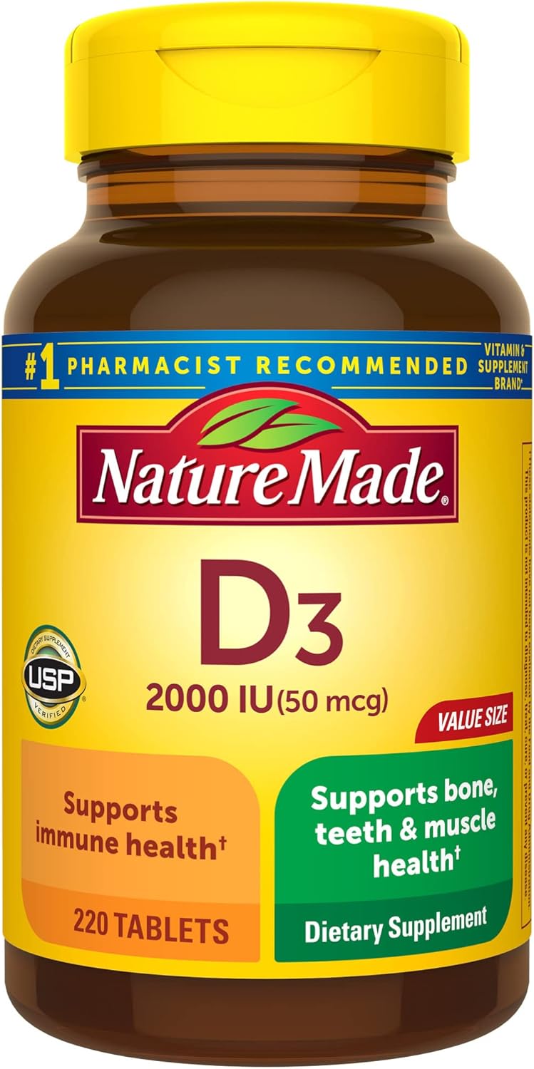 Nature Made Comprimidos de vitamina D3 2000 UI 100 unidades, 2674, 1 ln25