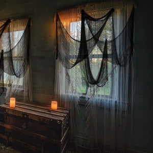 Juego de 5 decoraciones de tela de gasa espeluznantes para Halloween