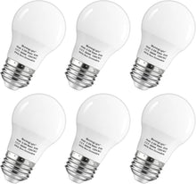 Cargar imagen en el visor de la galería, MorningLight Paquete de 6 bombillas LED A15 equivalentes a 60 W, luz diurna 5000 K, base E26, no regulable, 6.5 W 600 lúmenes, bombillas LED A15 para ventilador de techo, apliques de pared, más de A19
