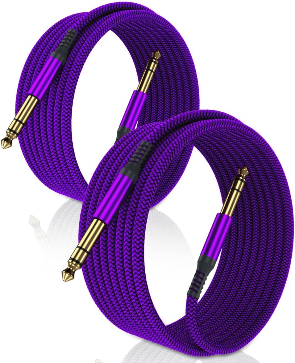 Elebase Cable TRS para instrumento de 1/4 de pulgada, paquete de 2 Q1