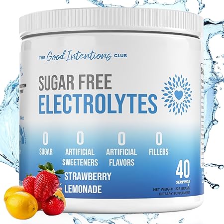 Hidratar | Polvo electrolítico sin azúcar | Sin ingredientes artificiales | Sabor a limonada de fresa | 40 porciones ln25