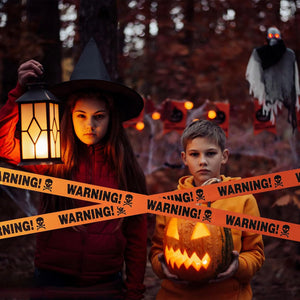 3 Pcs Paquete de Cinta de Miedo de Halloween - Advertencia - Entra Si Te Atreves