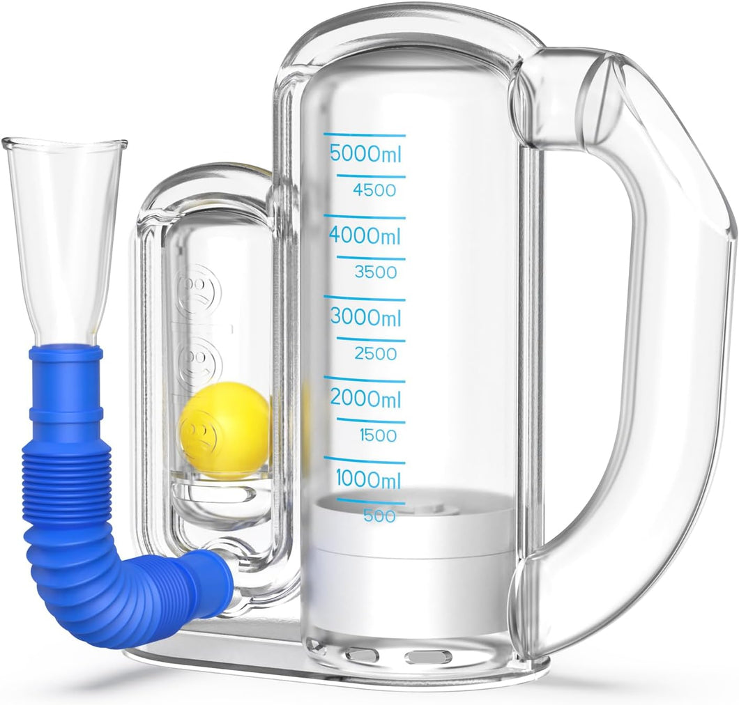 Entrenador de respiración 5000ML medición de volumen, dispositivo ejercitador pulmonar para pulmón adulto, a22 equipado con indicador de velocidad de flujo de bola indicador de escala