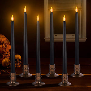 Alphatool 6 Packs Halloween Velas sin llama LED negras con bases