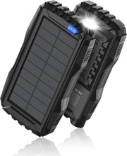 Cargar imagen en el visor de la galería, Power-Bank-Solar-Charger - Cargador portátil de 42800 mAh, banco de energía solar, batería externa 5V3.1A Qc 3.0 cargador rápido integrado linterna súper brillante (negro profundo) Ln23
