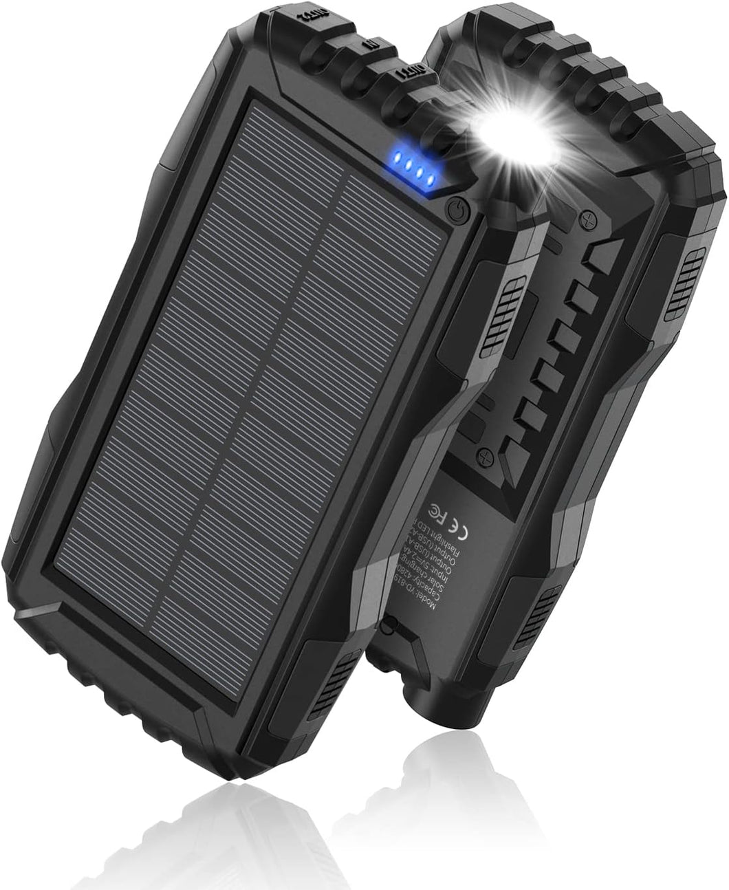 Power-Bank-Solar-Charger - Cargador portátil de 42800 mAh, banco de energía solar, batería externa 5V3.1A Qc 3.0 cargador rápido integrado linterna súper brillante (negro profundo) Ln23